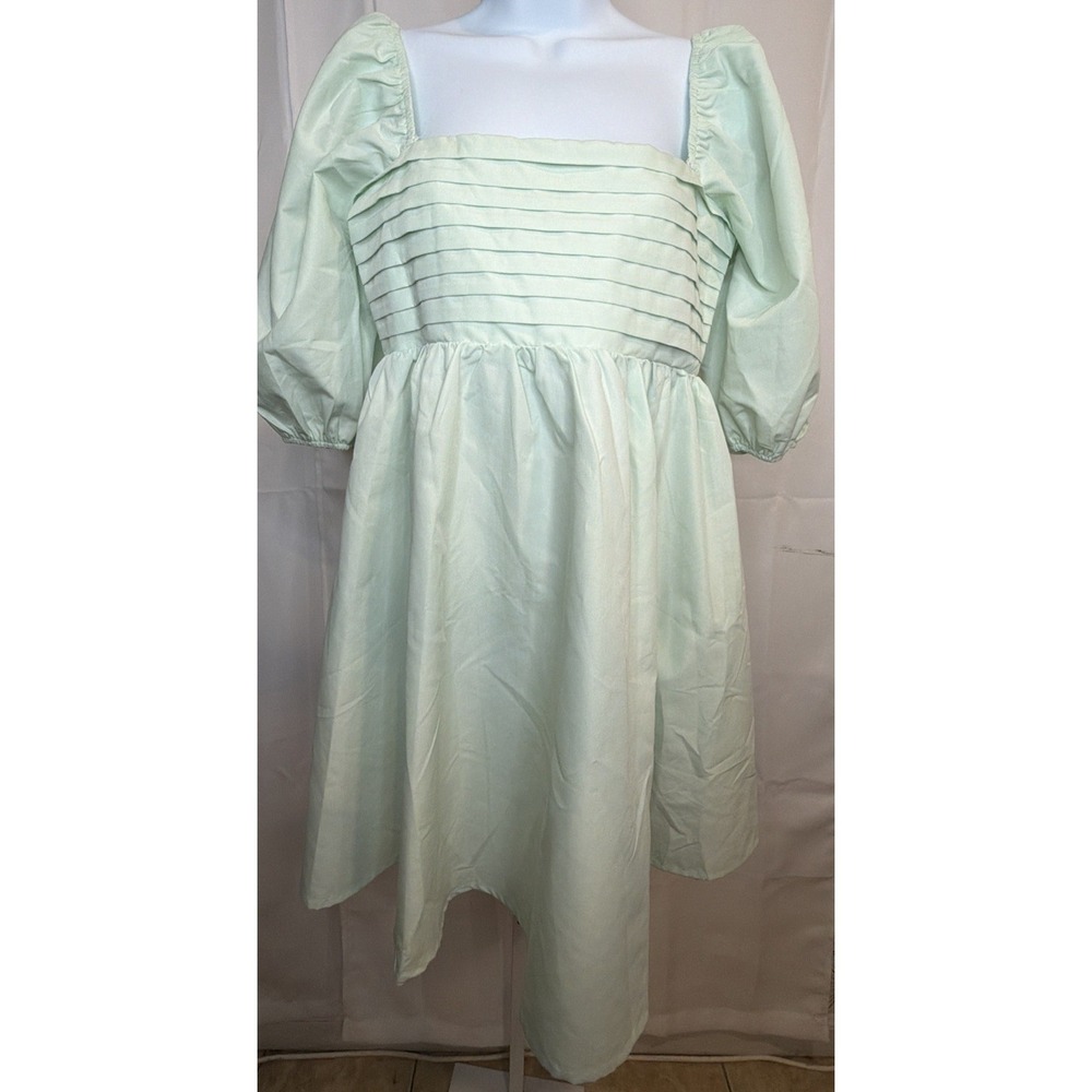 Blue Rain Chambray Tencel Off Shoulder Babydoll Flowy Mini Womens Dress Size M - Picture 1 of 10